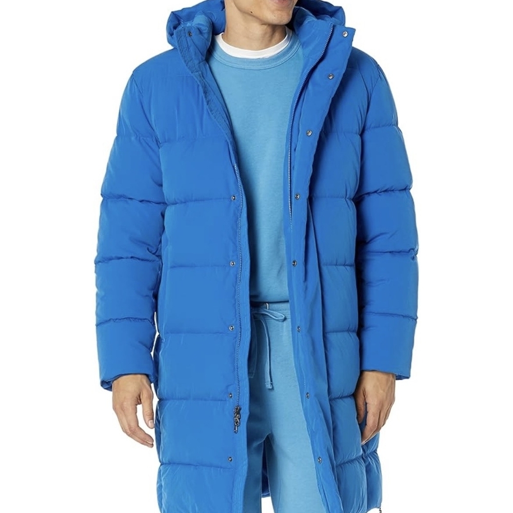 Men's Vibrant Blue Long Puffer Coat